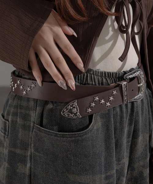 日本 Apres Jour Mignon × ARIAZ 星星 鉚釘 腰帶 皮帶 兩色