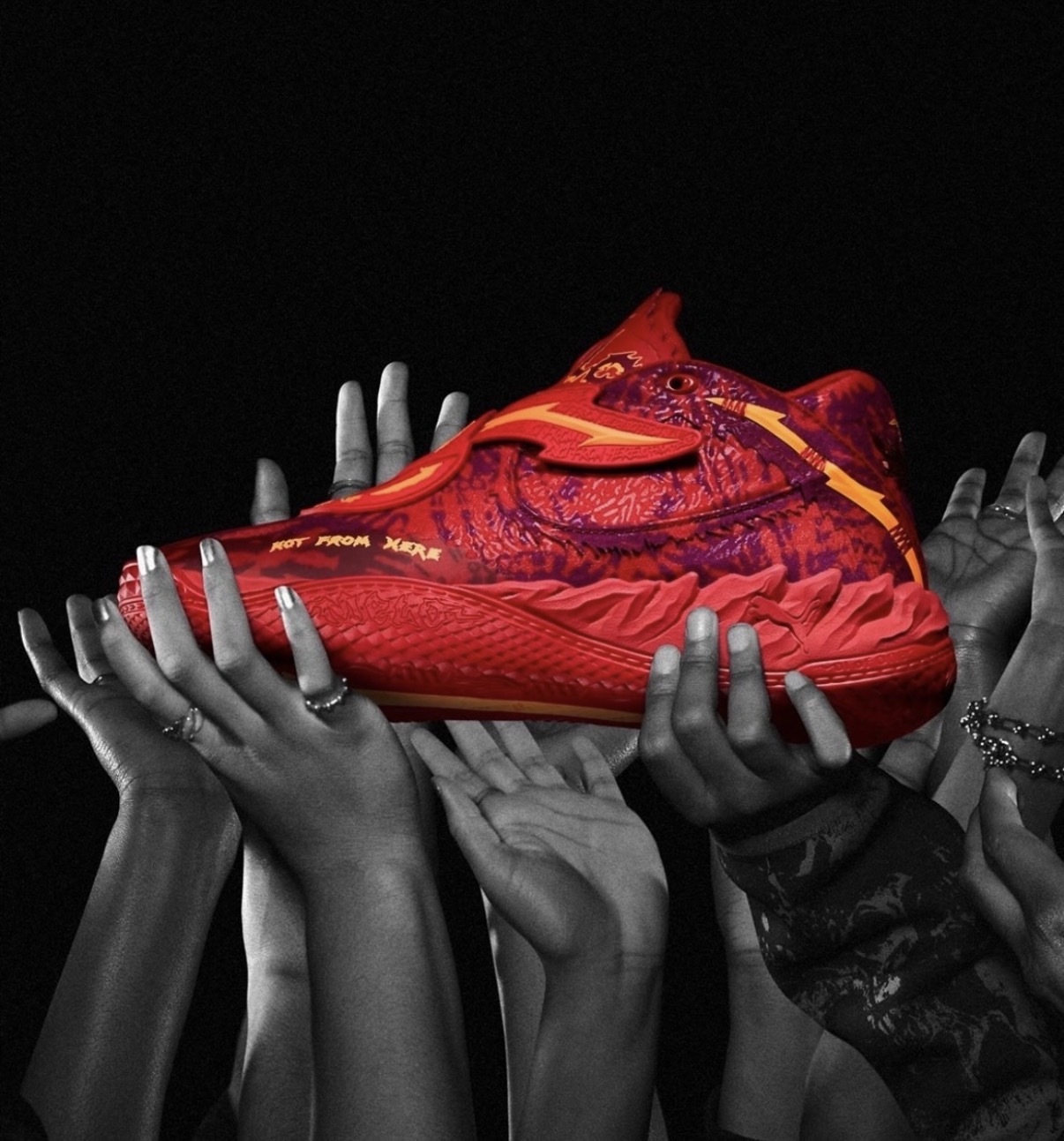 男女鞋 PUMA MB.05 CROWD SURF 紅橘 骷髏頭 翅膀 緩震 運動 籃球鞋【312132-01】LaMelo Ball