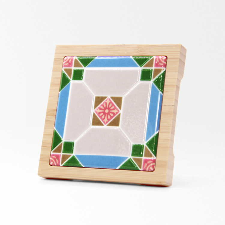 台灣花磚竹杯墊｜純潔