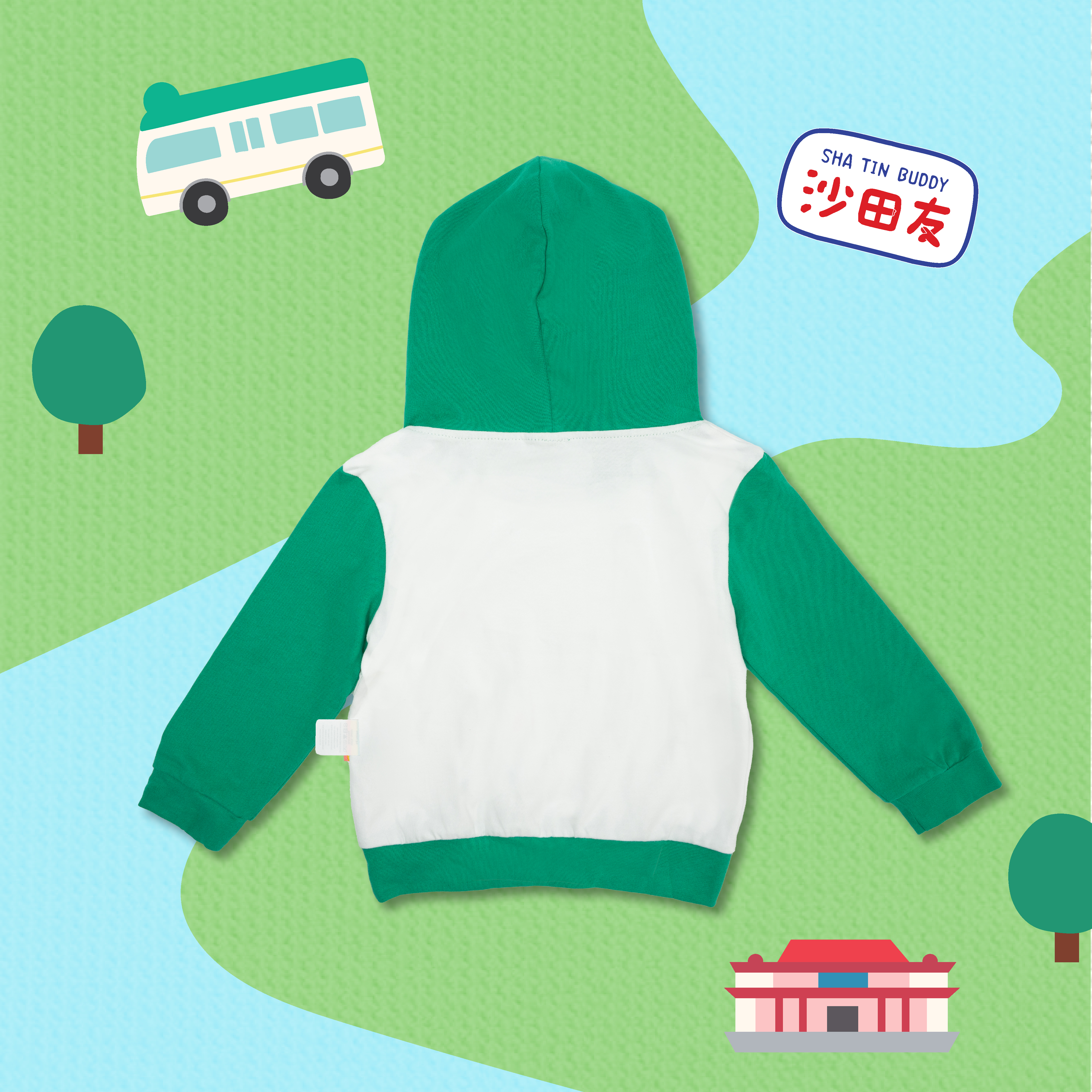 Mini B 沙田友 連帽長袖衛衣 (綠色）