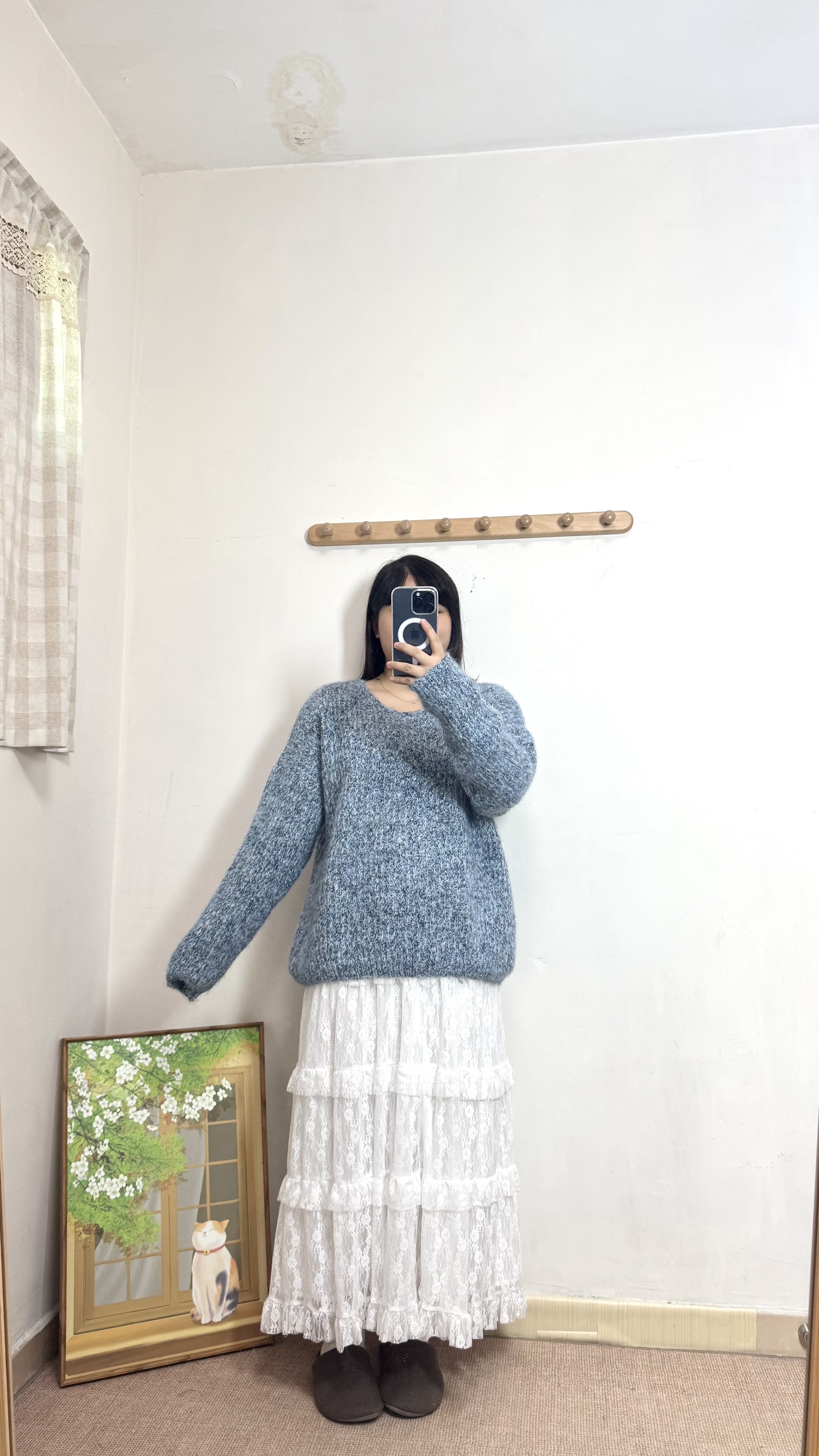 大圓領混冷針織Top