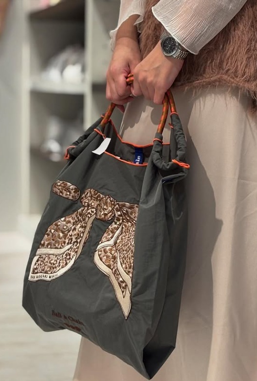 Ball＆Chain 刺繡環保購物袋 M號 - 灰 (33300361)