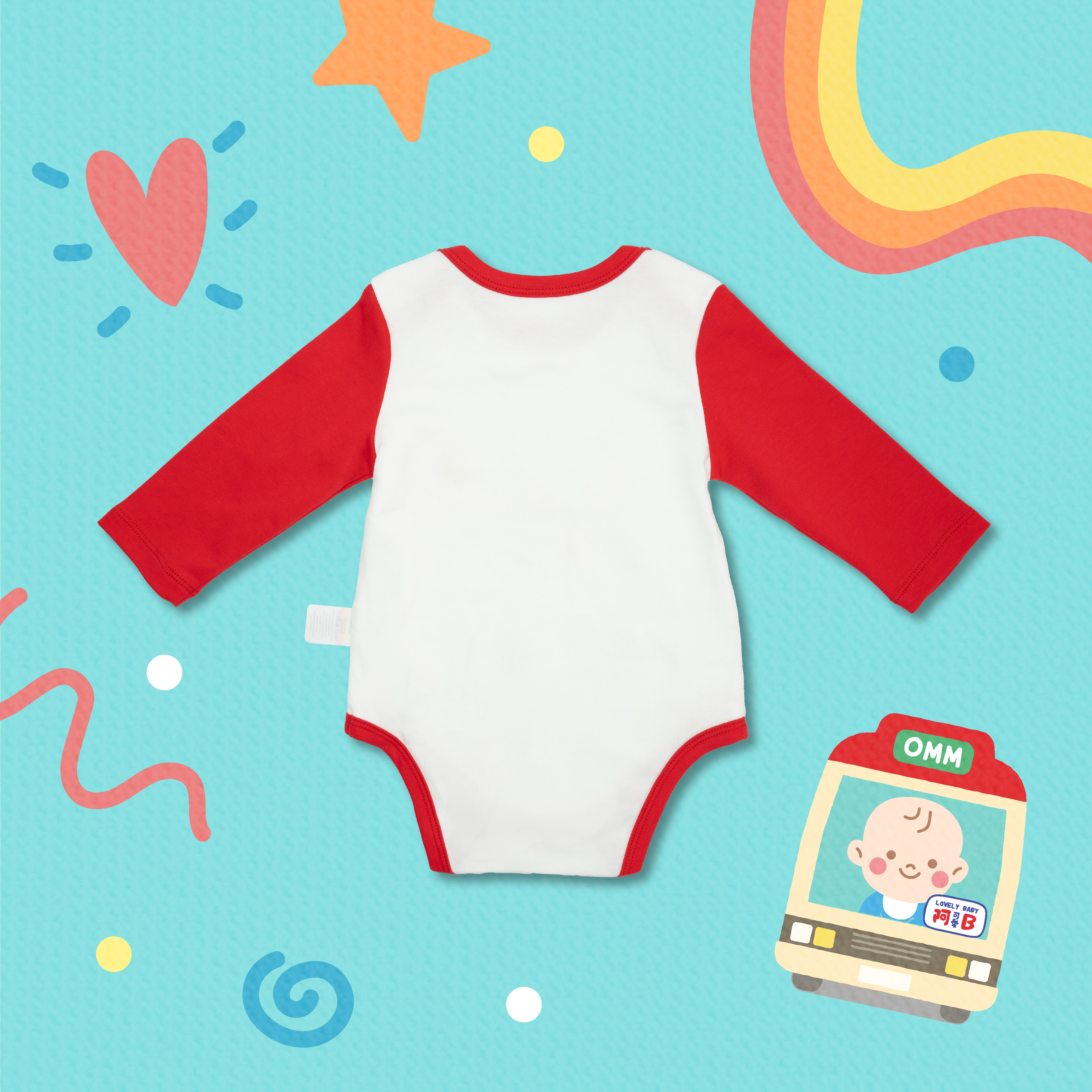 Mini B 可愛阿B 長袖包屁衣 (紅色）