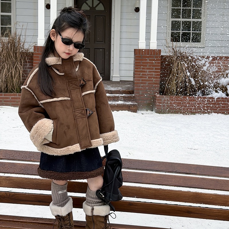 質感麂皮加絨保暖外套