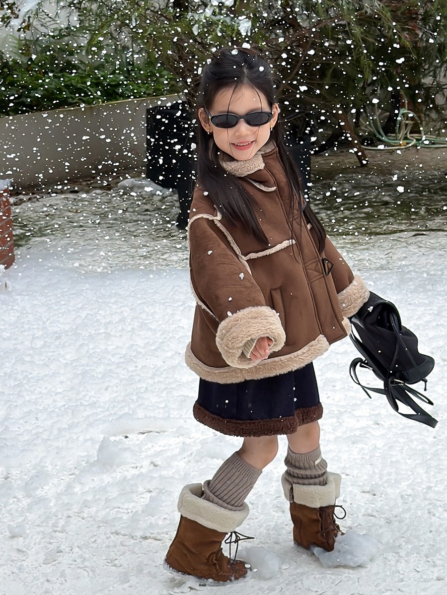 質感麂皮加絨保暖外套