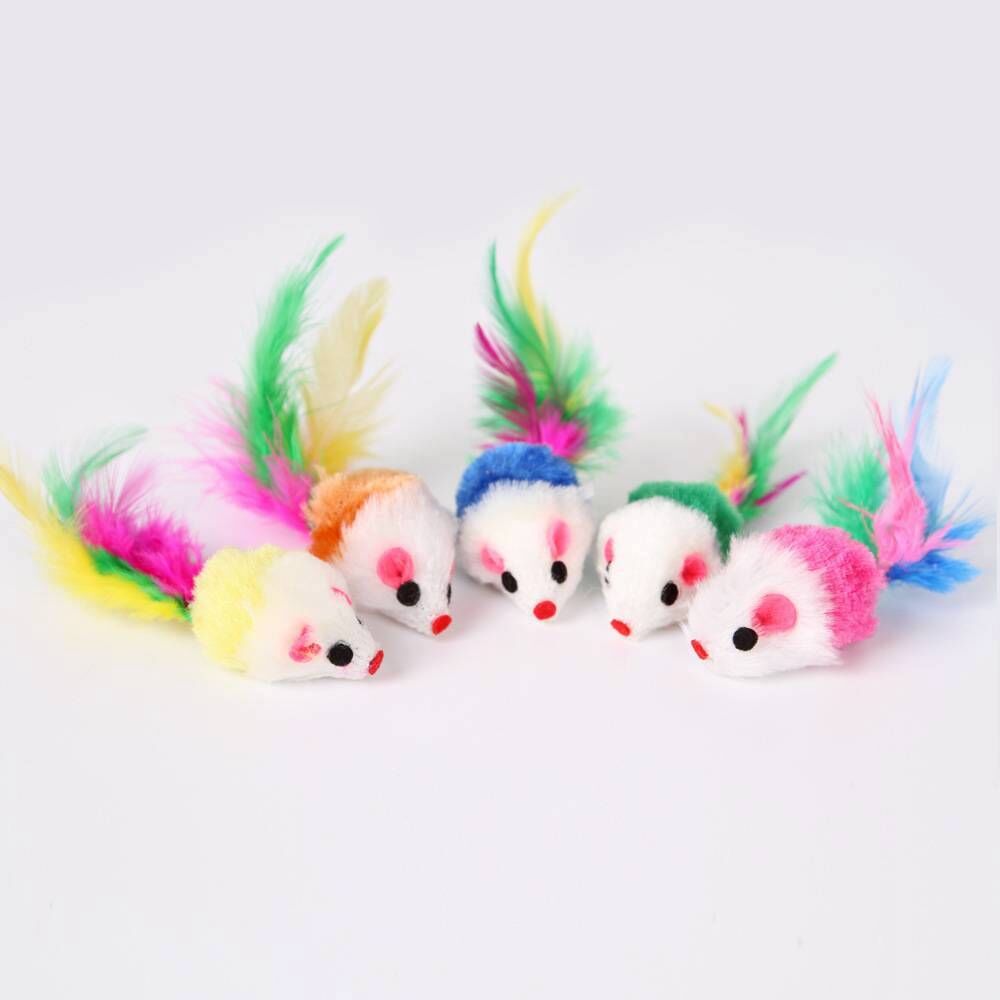 【貓咪玩具】 貓薄荷絨毛小老鼠 顏色隨機 10入