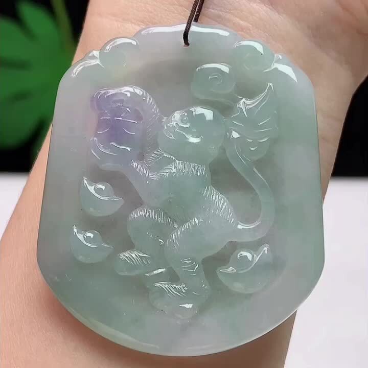 翡翠飄紫猴牌,天然翡翠A玉, 緬甸玉, Jade, Jadeite