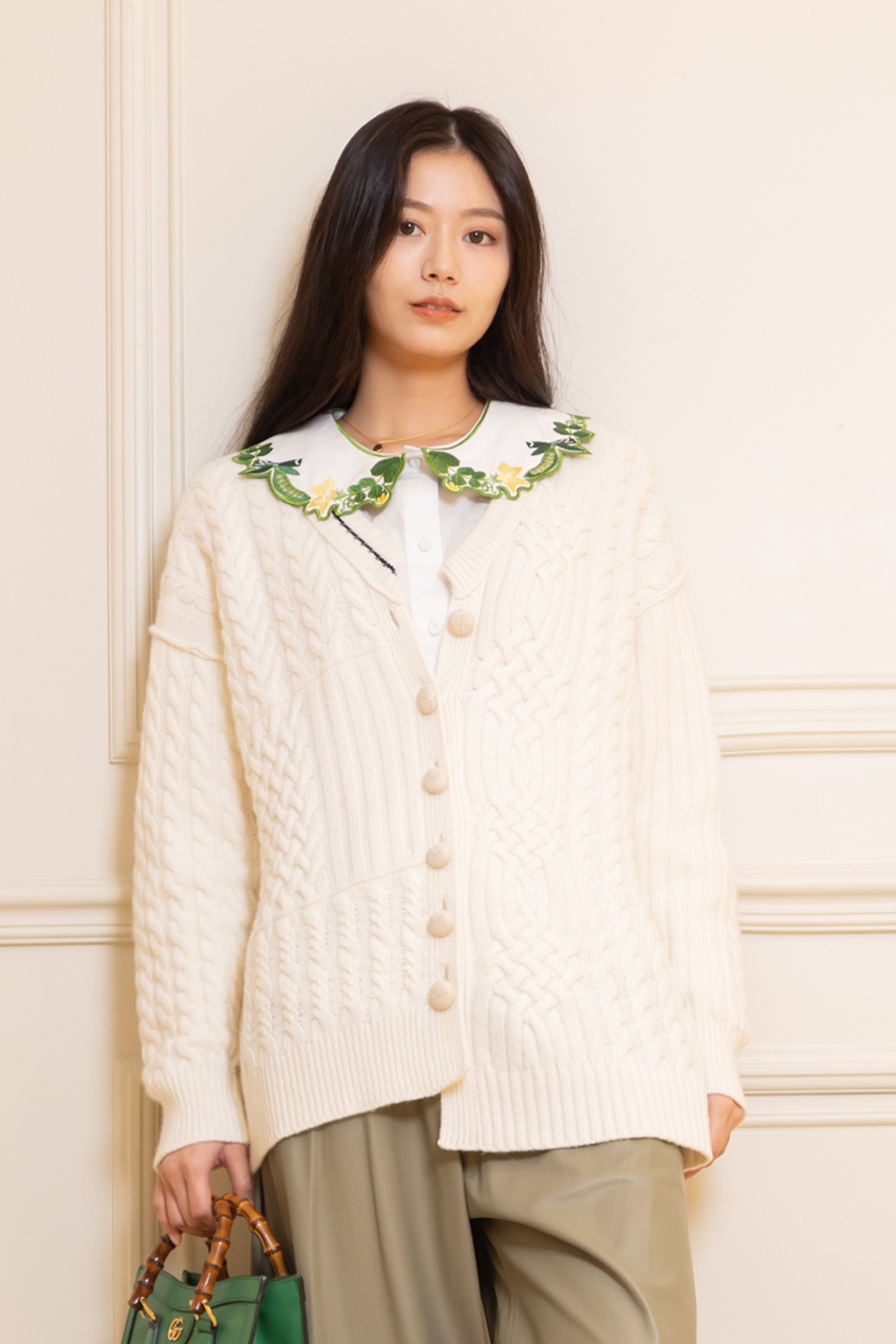 VIVETTA 麻花編織長版開襟外套