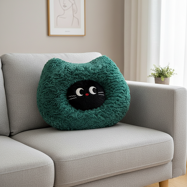 軟萌貓貓頭抱枕靠墊