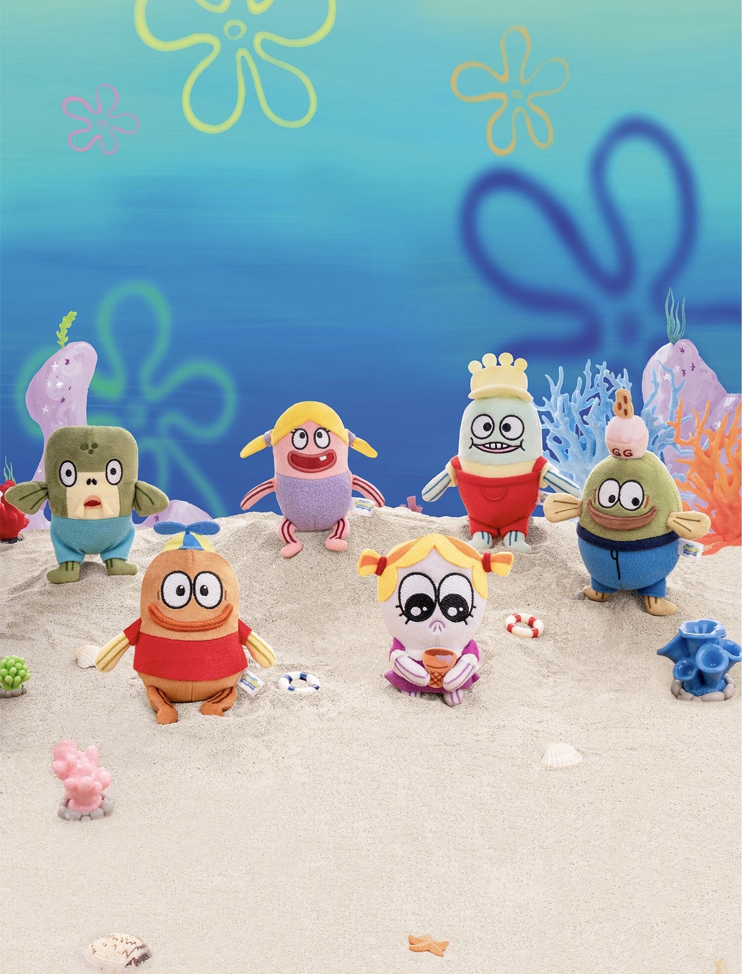 海綿寶寶 正版授權 比奇堡寶寶魚 毛絨吊飾 鑰匙圈 毛絨公仔 6款(任買兩件711免運)/預購