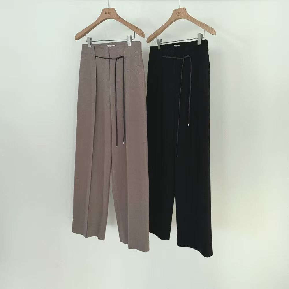 LF5207 雙壓褶寬管綁帶西裝褲 (S/M)