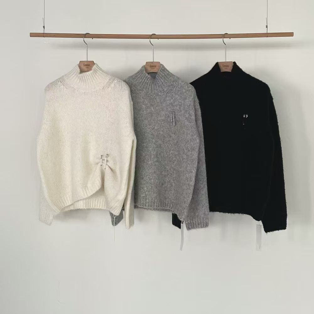 LF5208 設計感裝飾高領毛衣