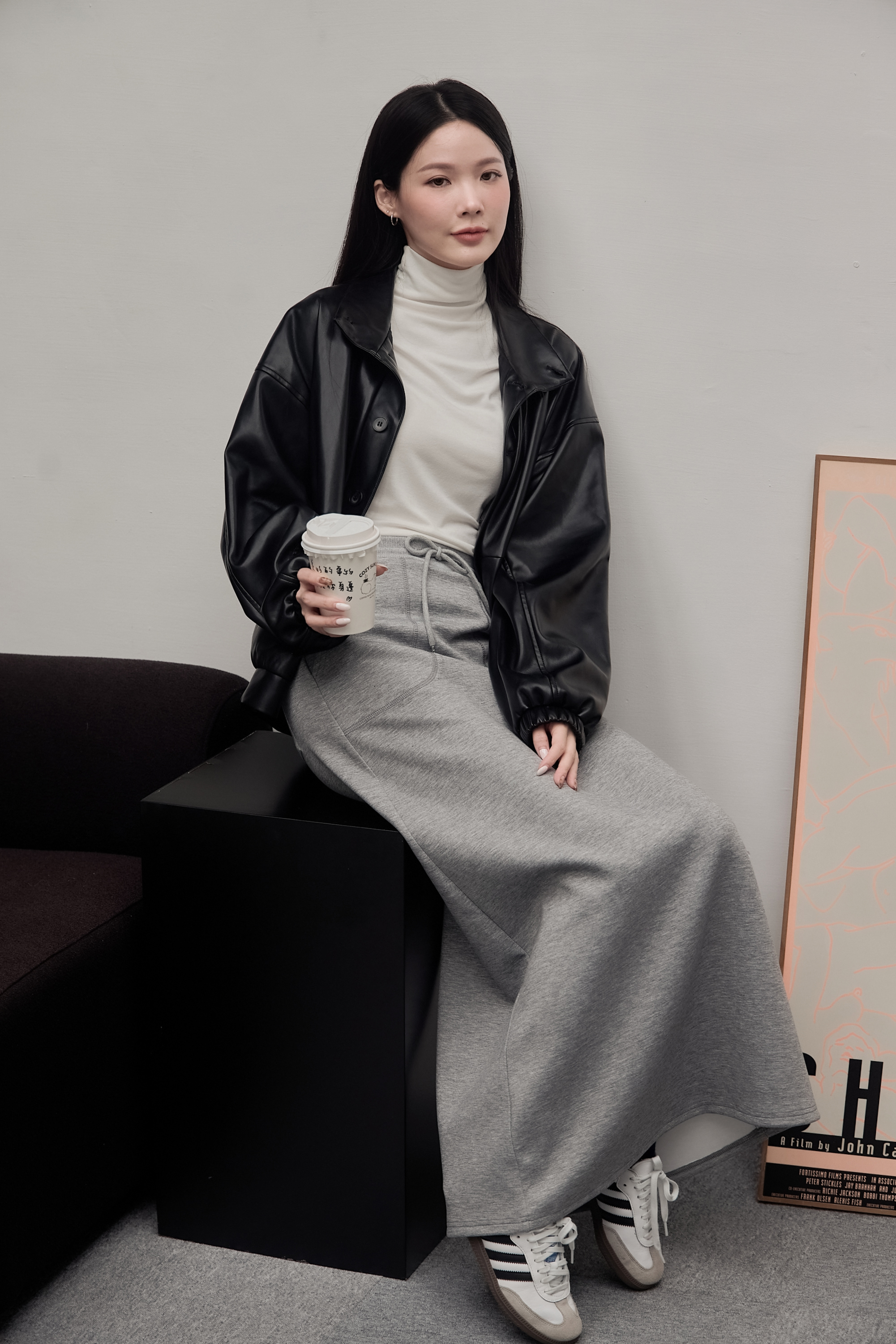 Gmade/親膚抗皺直臀Q彈感賴床長裙-灰