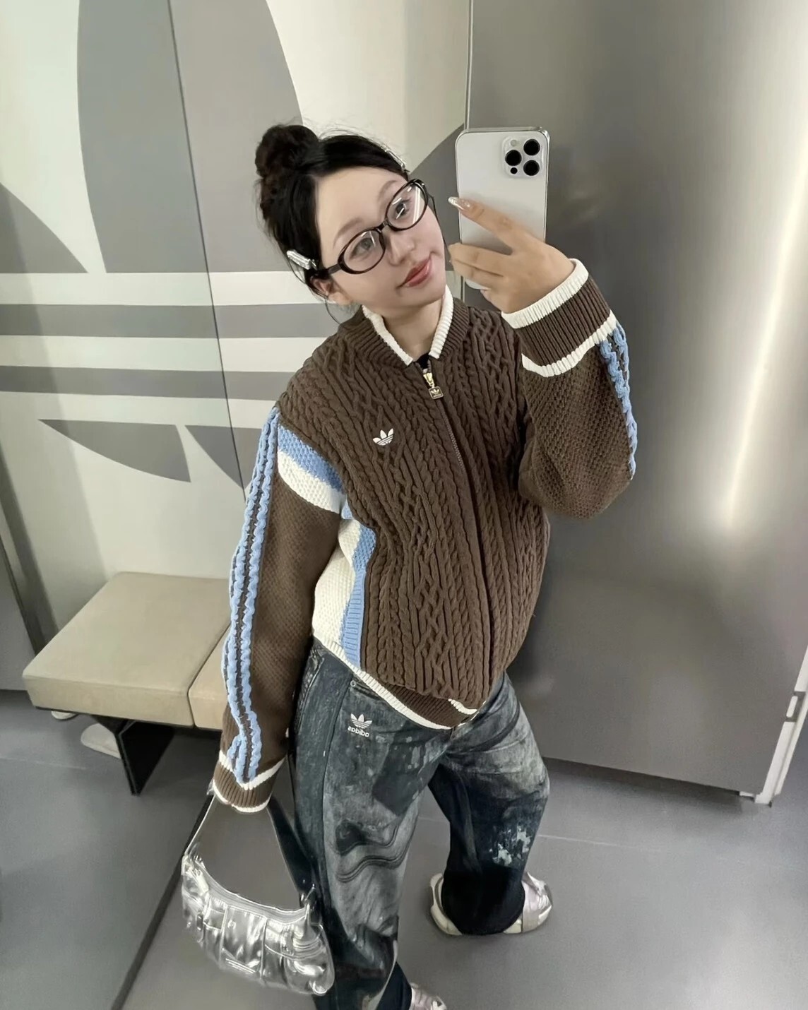 KTQ STORE ‧ Adidas Originals 復古針織衫 針織外套 拉鍊 摩卡棕藍 KS5963