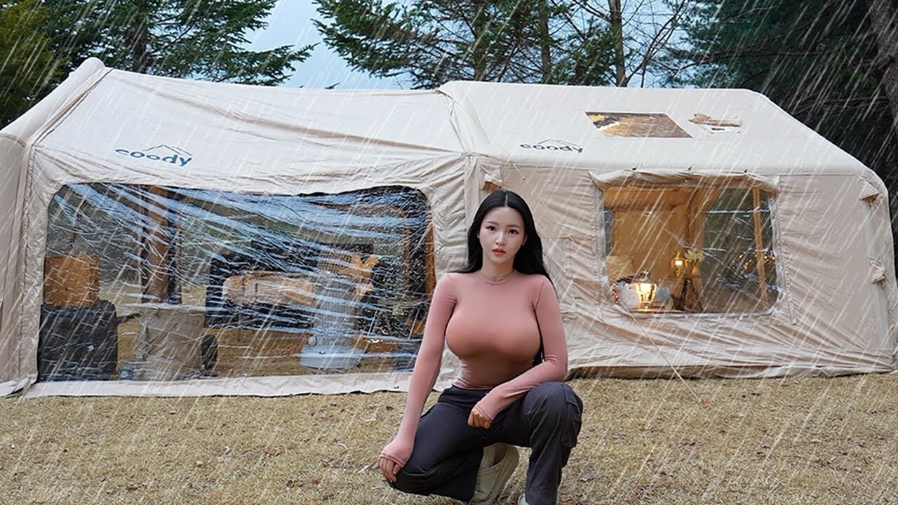 在下雨的夜裡待在溫馨的充氣拓展 和 10.0 充氣帳篷裡 度過浪漫的一晚☔️