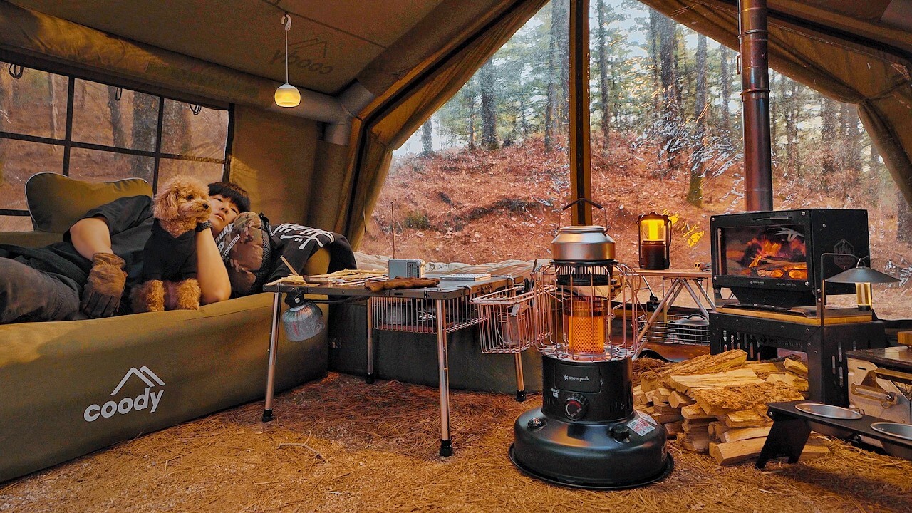 帶著 10.0 充氣帳篷和可愛的狗狗｜在寧靜的森林裡悠閒度過一天