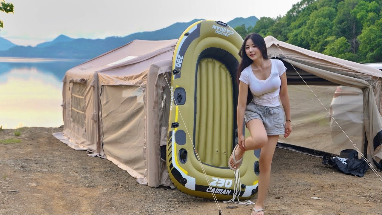 帶著10.0和Air Tarp在無人河邊展開橡皮艇露營