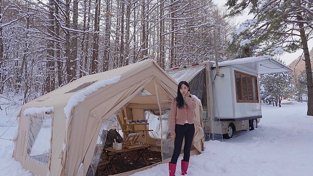 在暴雪中把卡車與 10.0 充氣帳篷連接起來！