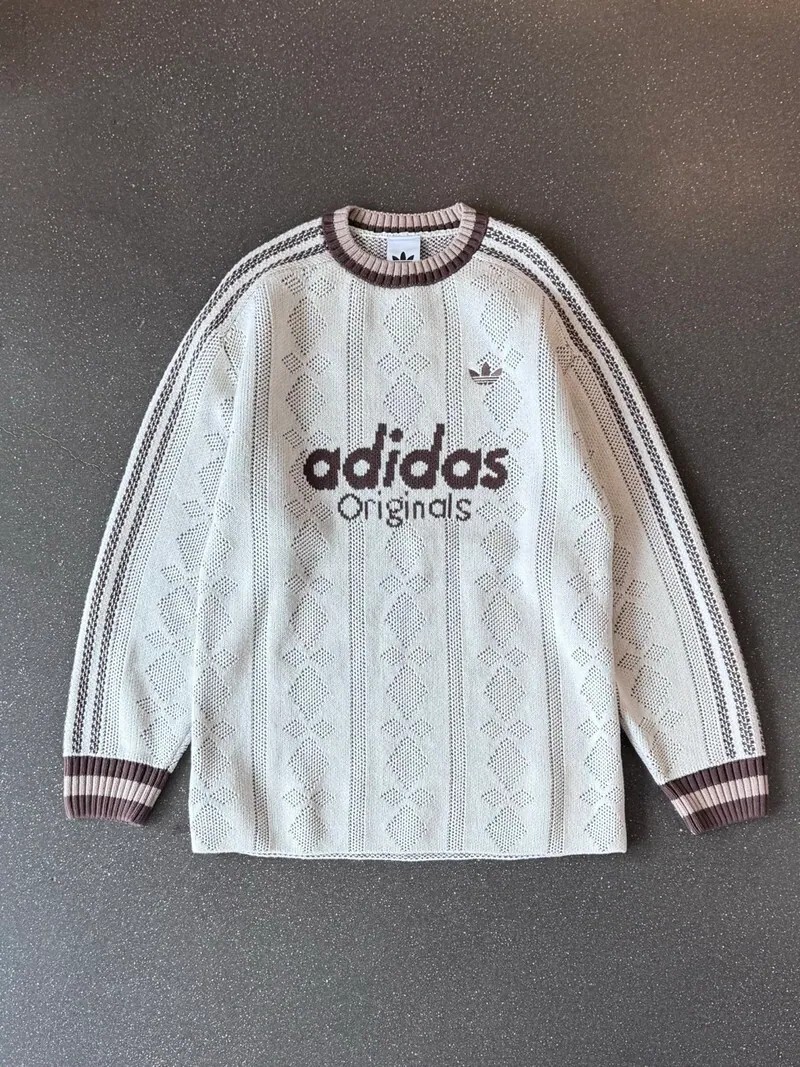KTQ STORE ‧ Adidas Originals U SWEATSHIRT 奶油摩卡米白 撞色 針織毛衣 KS5956