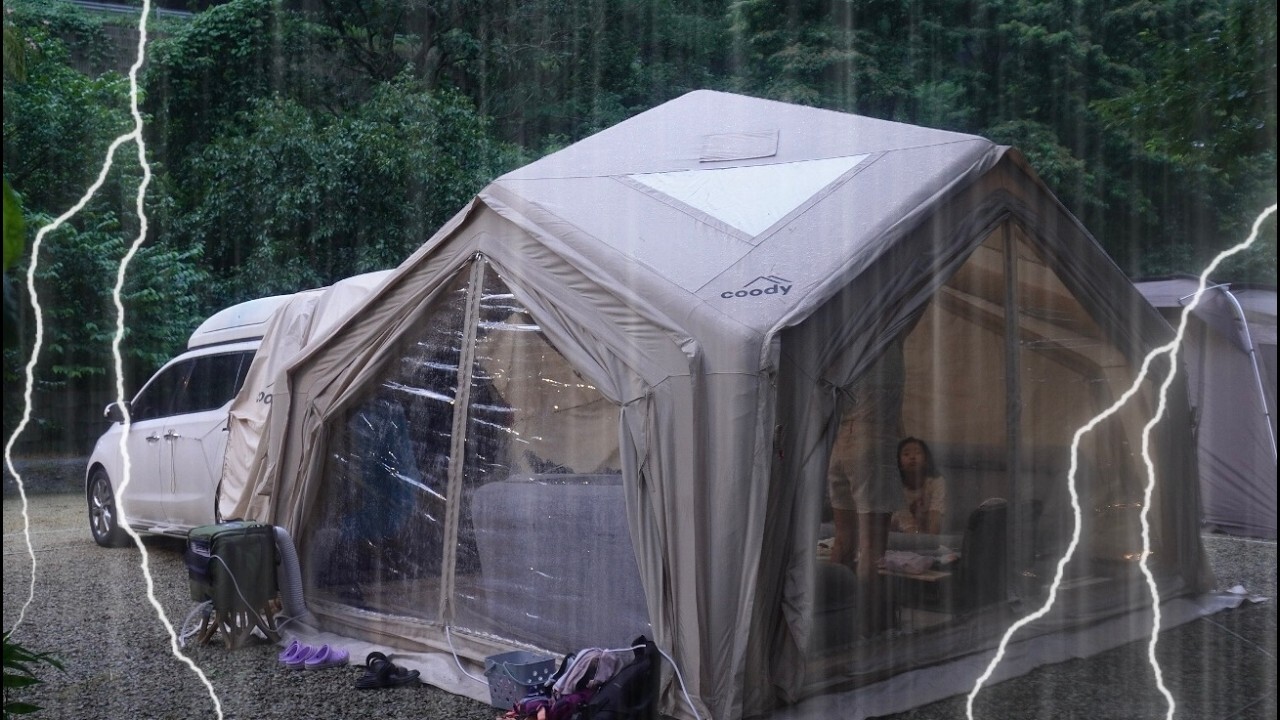 HUB 樞紐的車泊佈置竟然可以這麼浪漫？在暴雨中的家庭露營…🌧️