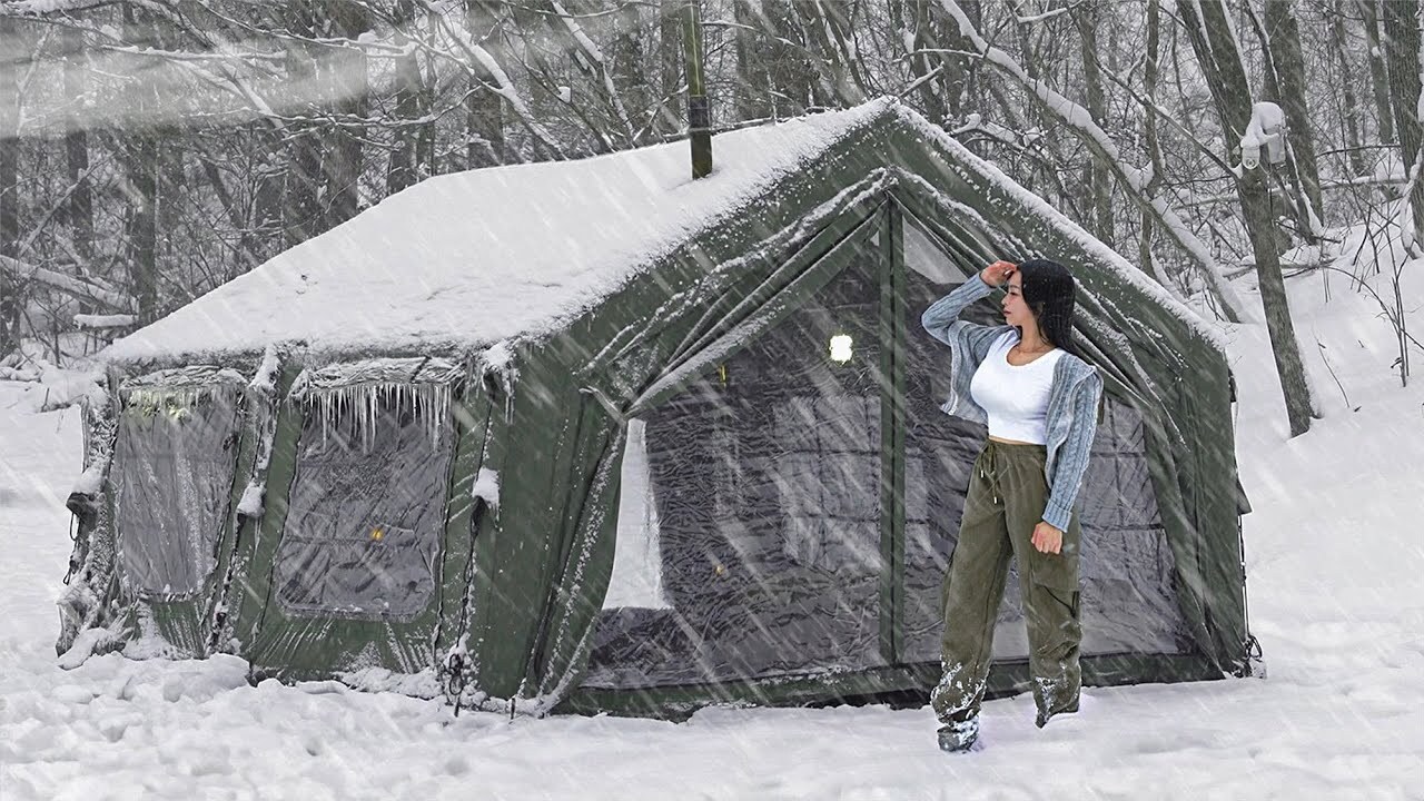 在暴雪打造的絕景中 使用 Coody 10.0 充氣帳完成的一場雪中露營