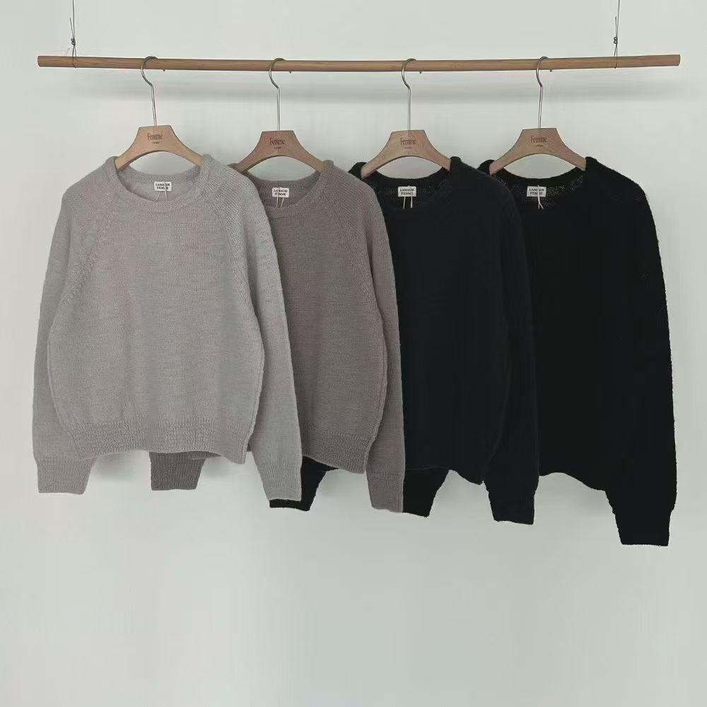 LF5216 純色簡約圓領毛衣
