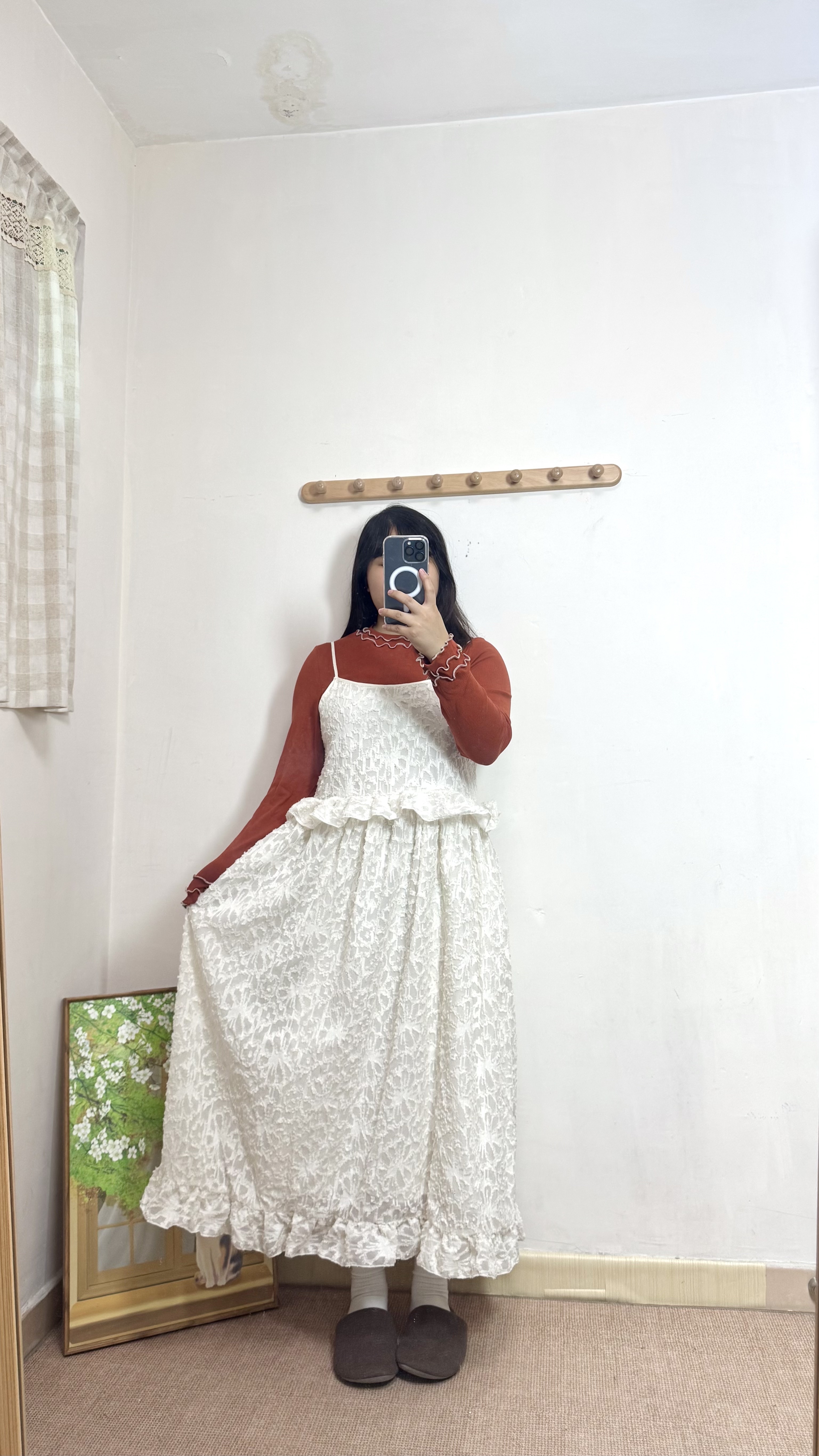 壓花紋花邊吊帶OPS