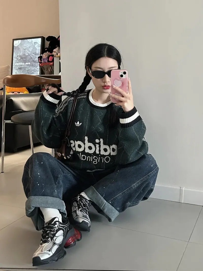 KTQ STORE ‧ Adidas Originals U SWEATSHIRT 綠白色 撞色 針織毛衣 KS5957