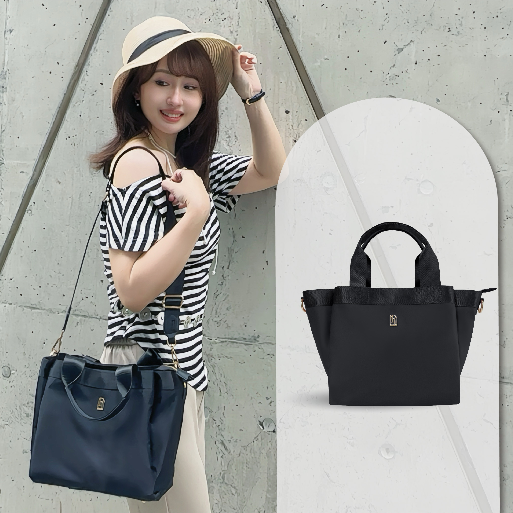 輕量尼龍托特包升級版-黑色