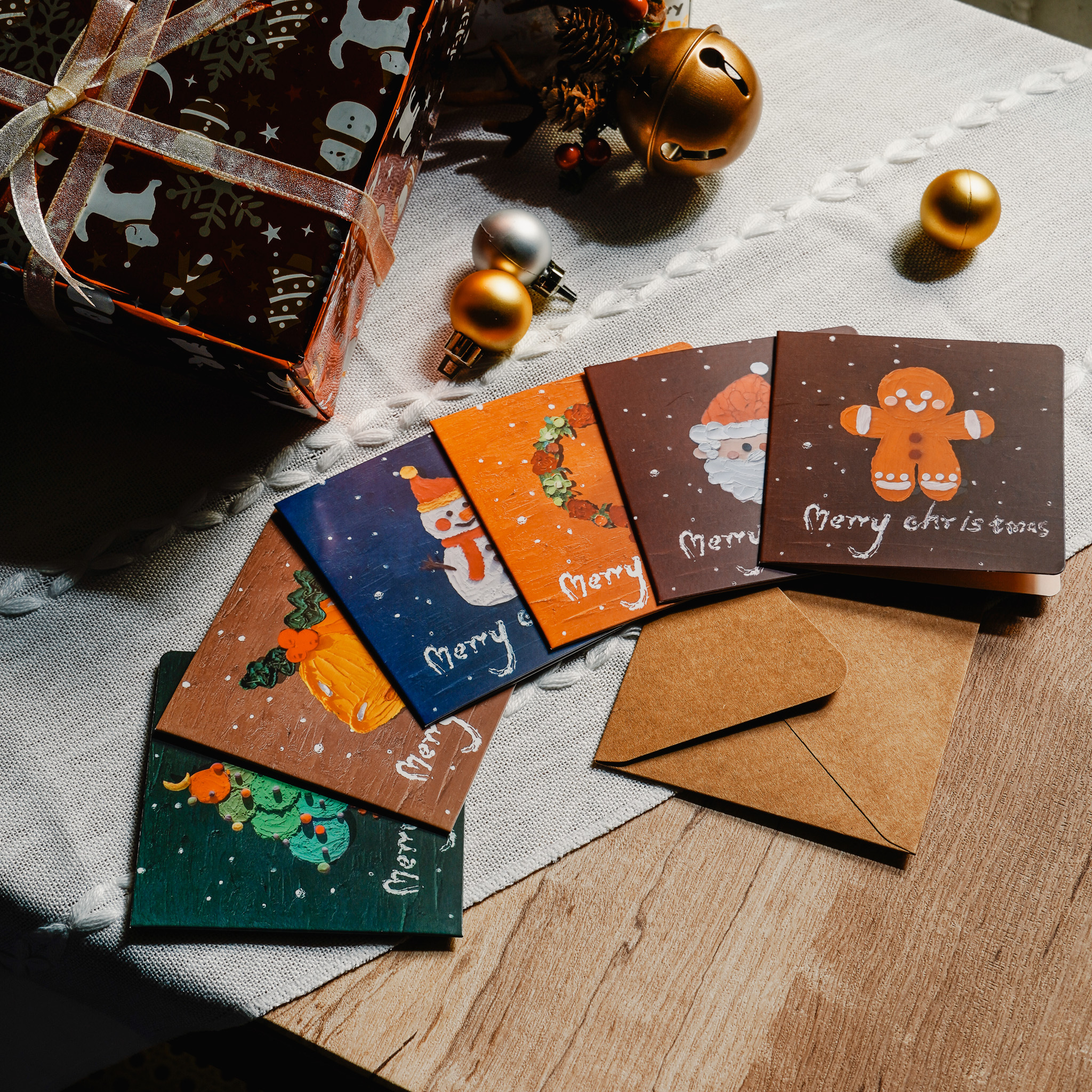 油畫風聖誕節賀卡 (12入)