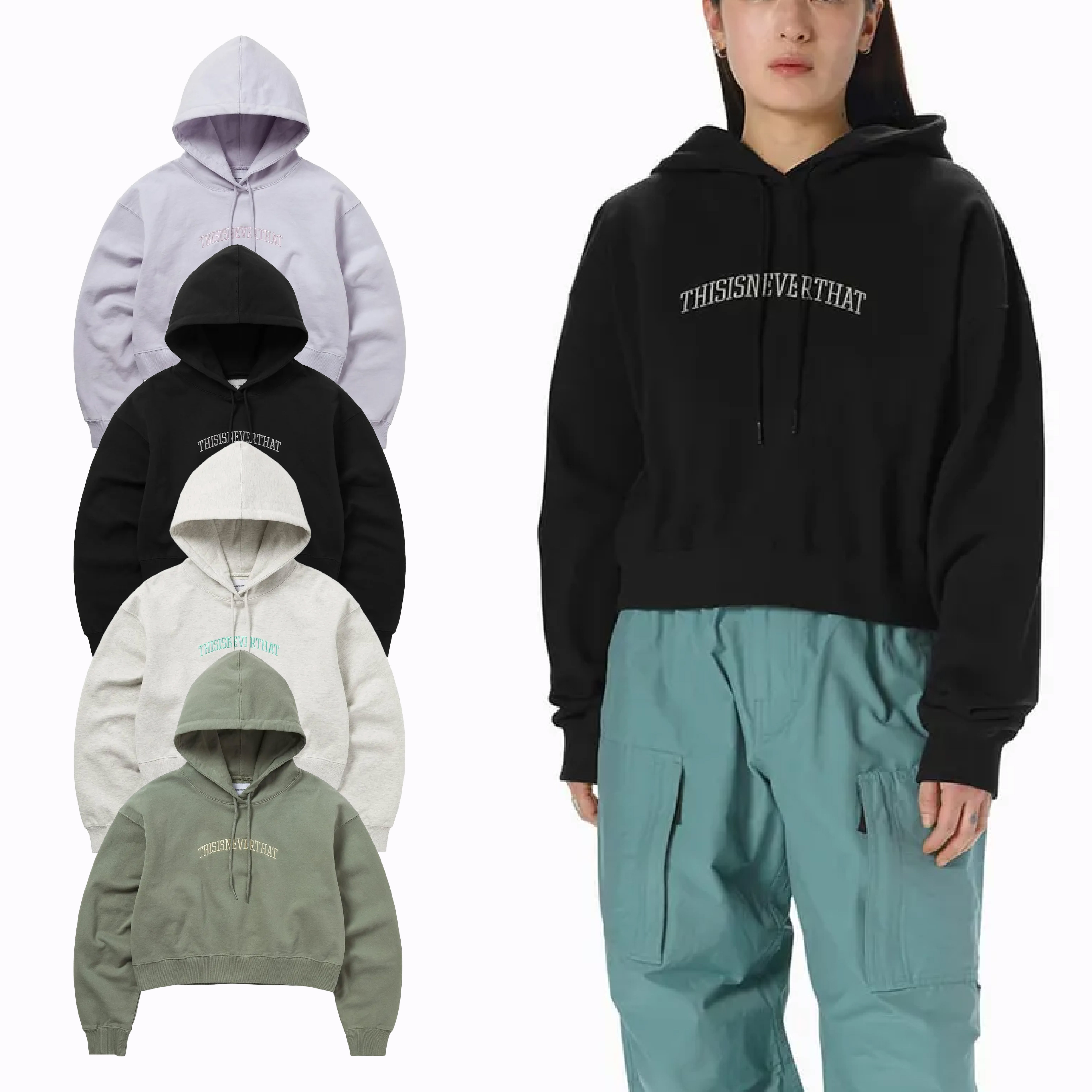 🇰🇷 THISISNEVERTHAT Arch-Logo W Hoodie 半弧LOGO 刺繡 帽T 短版 多色 / 預購