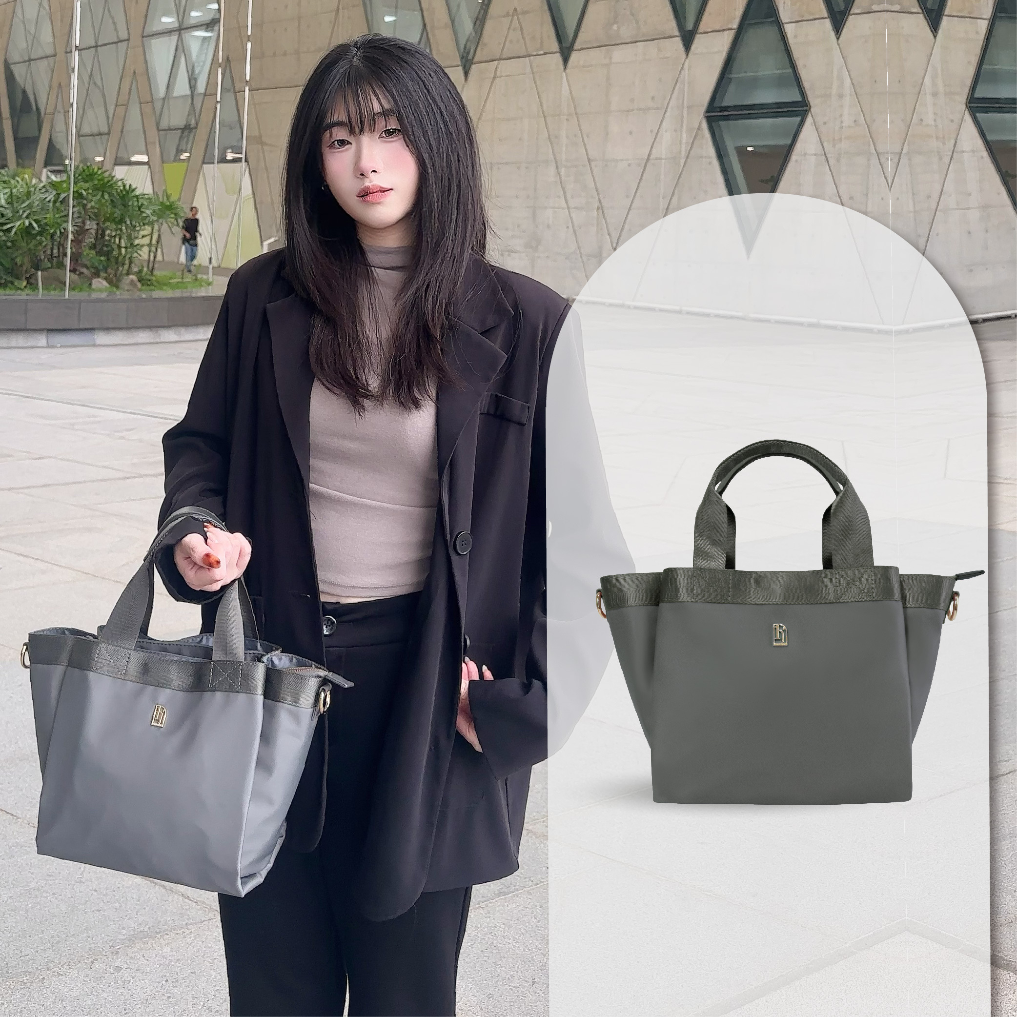 輕量尼龍托特包升級版-鐵灰