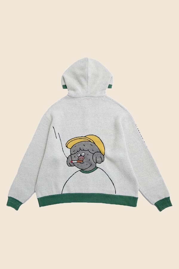 8BIT.T.D - [Megumi Yamazaki] 狗狗全都知道 喫煙犬 連帽上衣 綠白