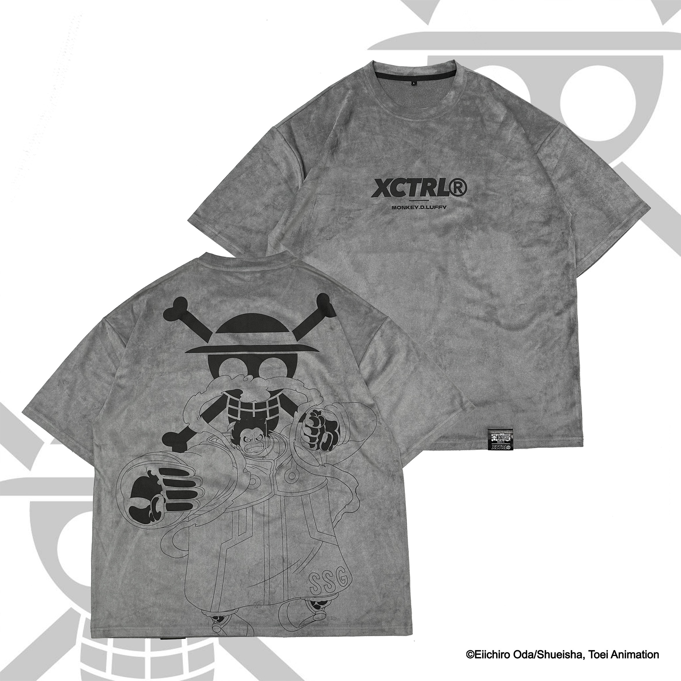 XCTRL® x 航海王 魯夫皮絨寬版短T-灰