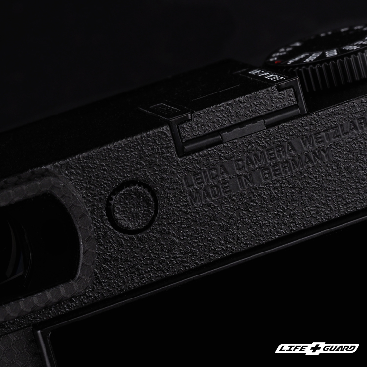 LIFE+GUARD 相機貼膜特寫示意，適用 Leica M EV1