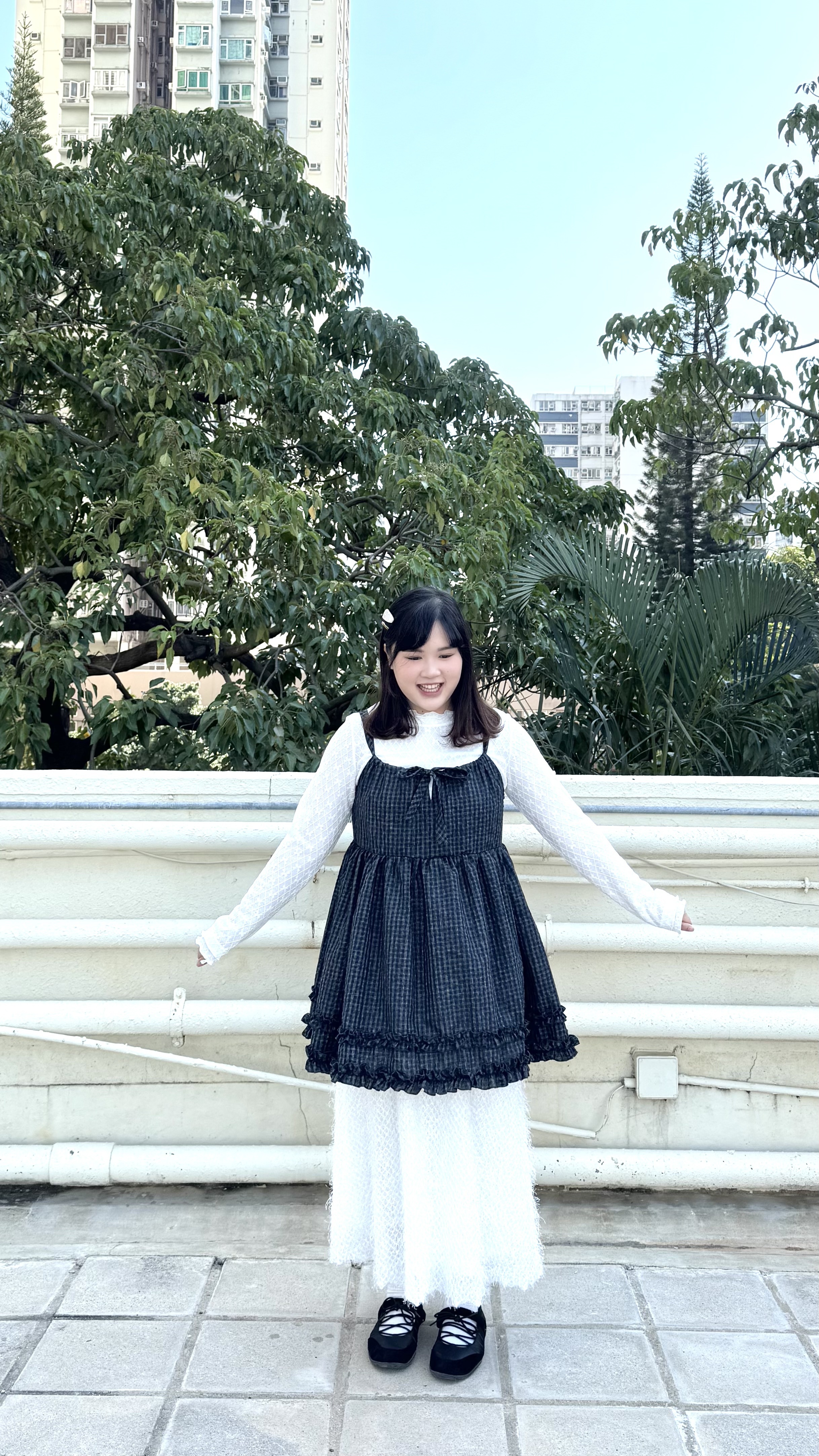 Ruffle 格紋綁帶吊帶