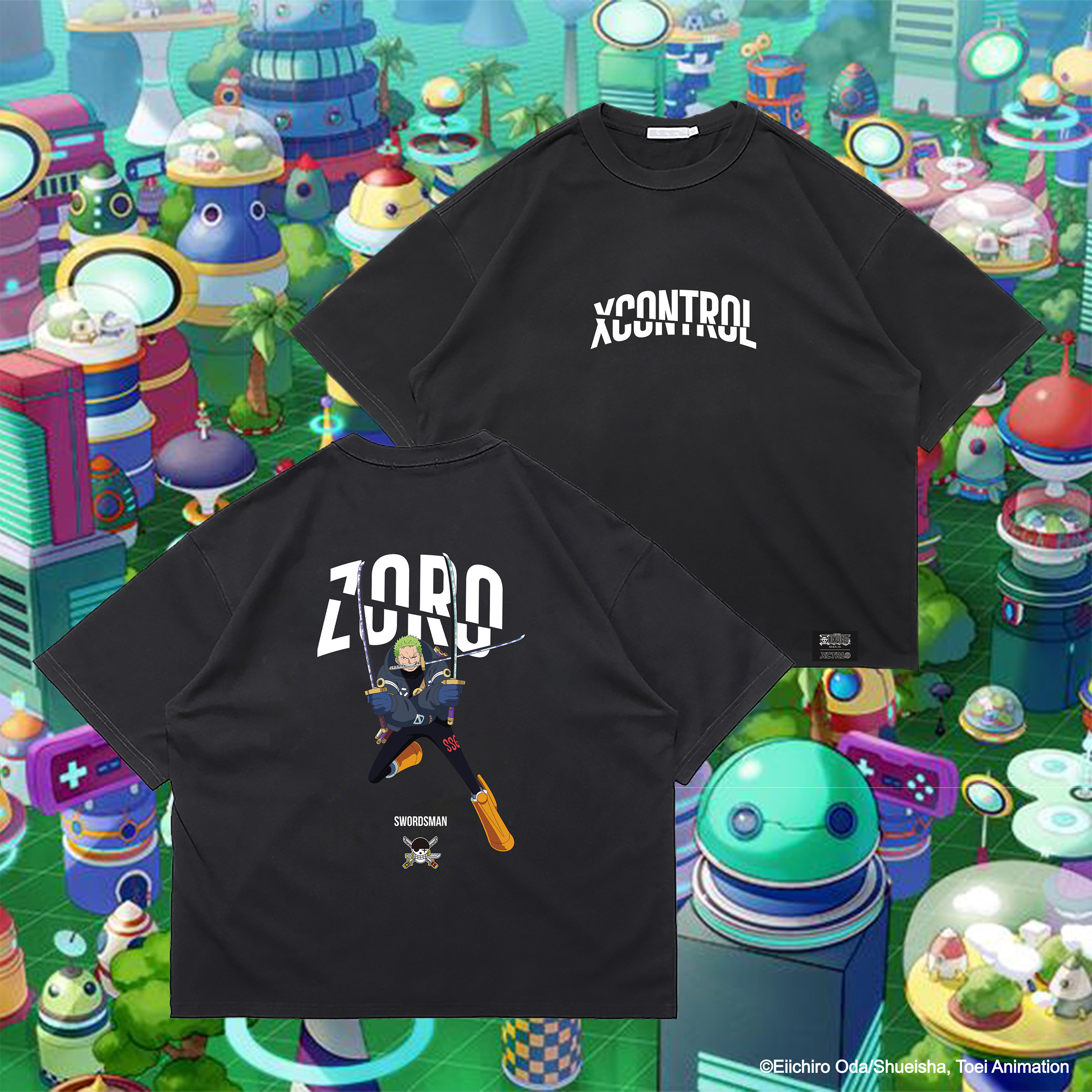 XCTRL® x 航海王 索隆寬版短T-黑