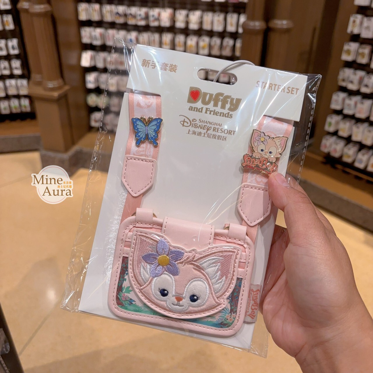 玲娜貝兒 LinaBell 大頭造型 新手徽章套組 拉鍊票卡夾 掛繩 -上海迪士尼樂園