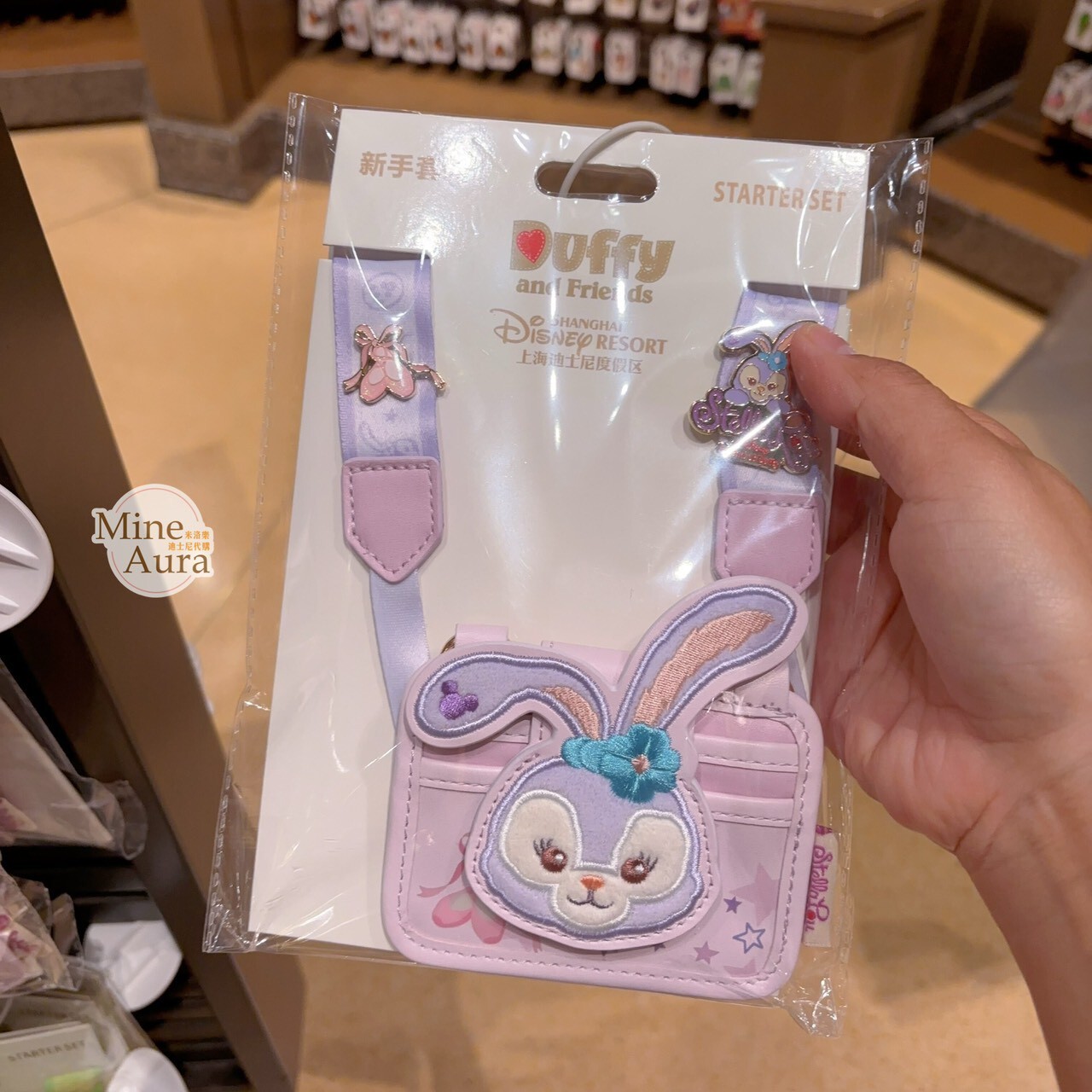 史黛拉露 星黛露 StellaLou 大頭造型 新手徽章套組 拉鍊票卡夾 掛繩 -上海迪士尼樂園