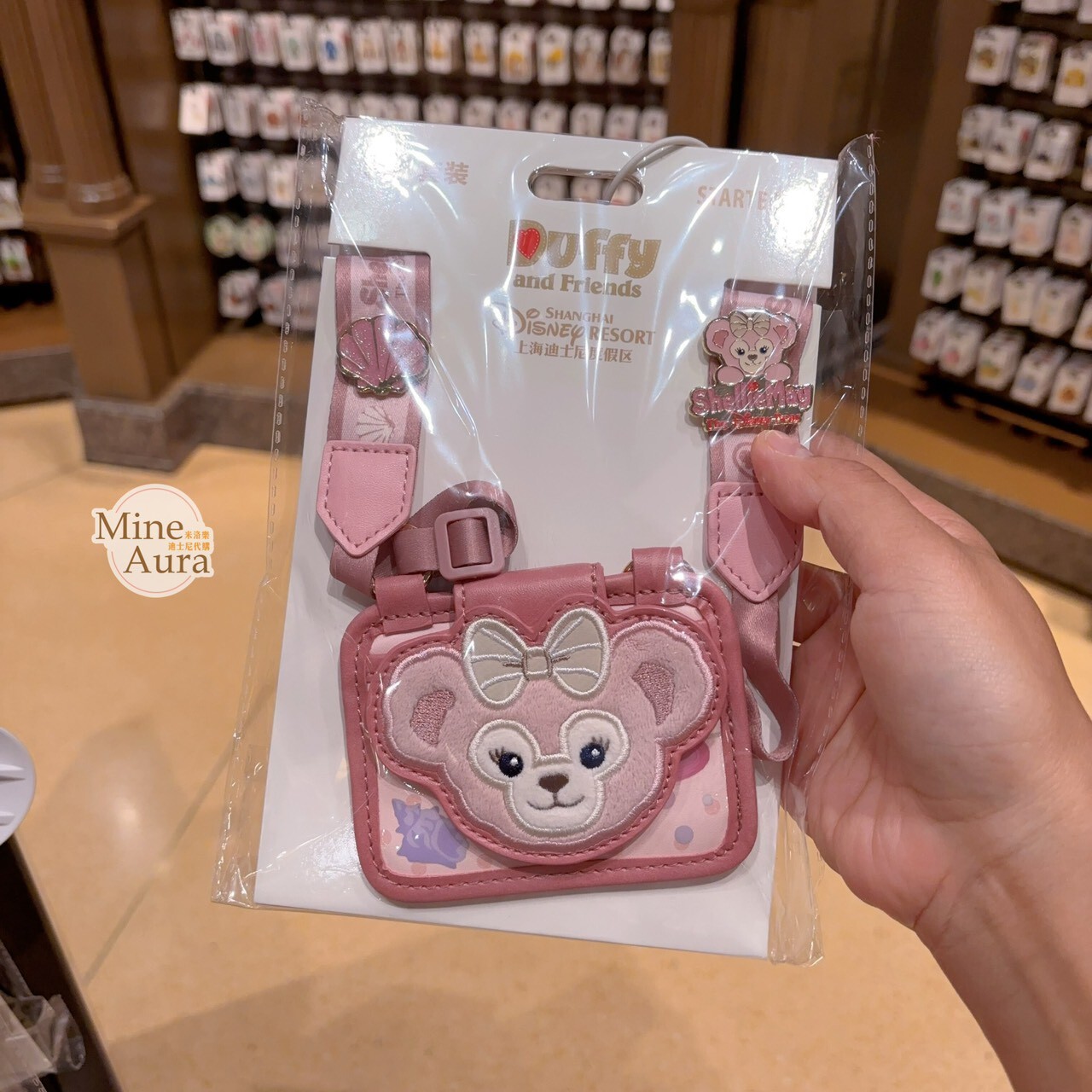 雪莉玫 ShellieMay 大頭造型 新手徽章套組 拉鍊票卡夾 掛繩 -上海迪士尼樂園