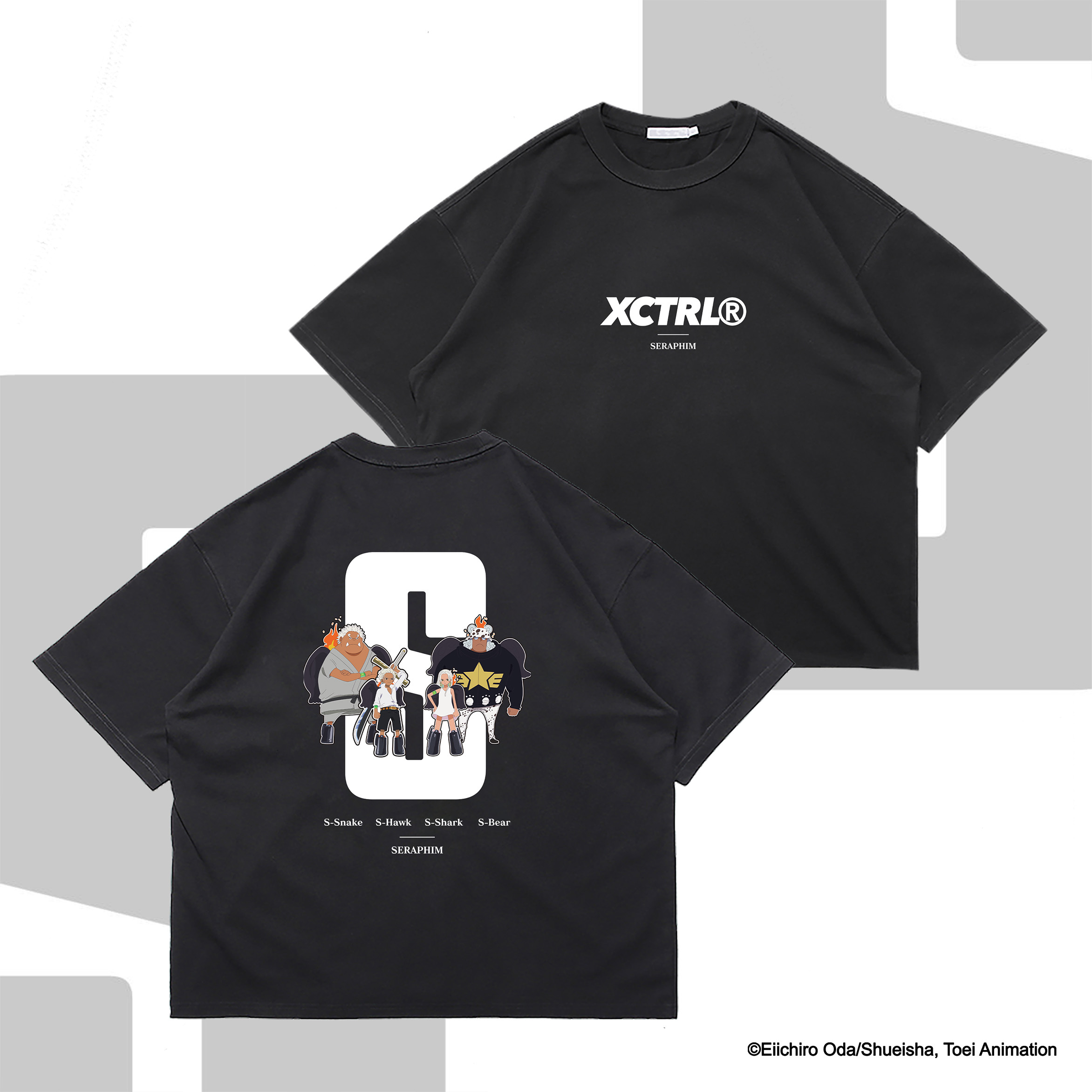 XCTRL® x 航海王 熾天使寬版短T-黑