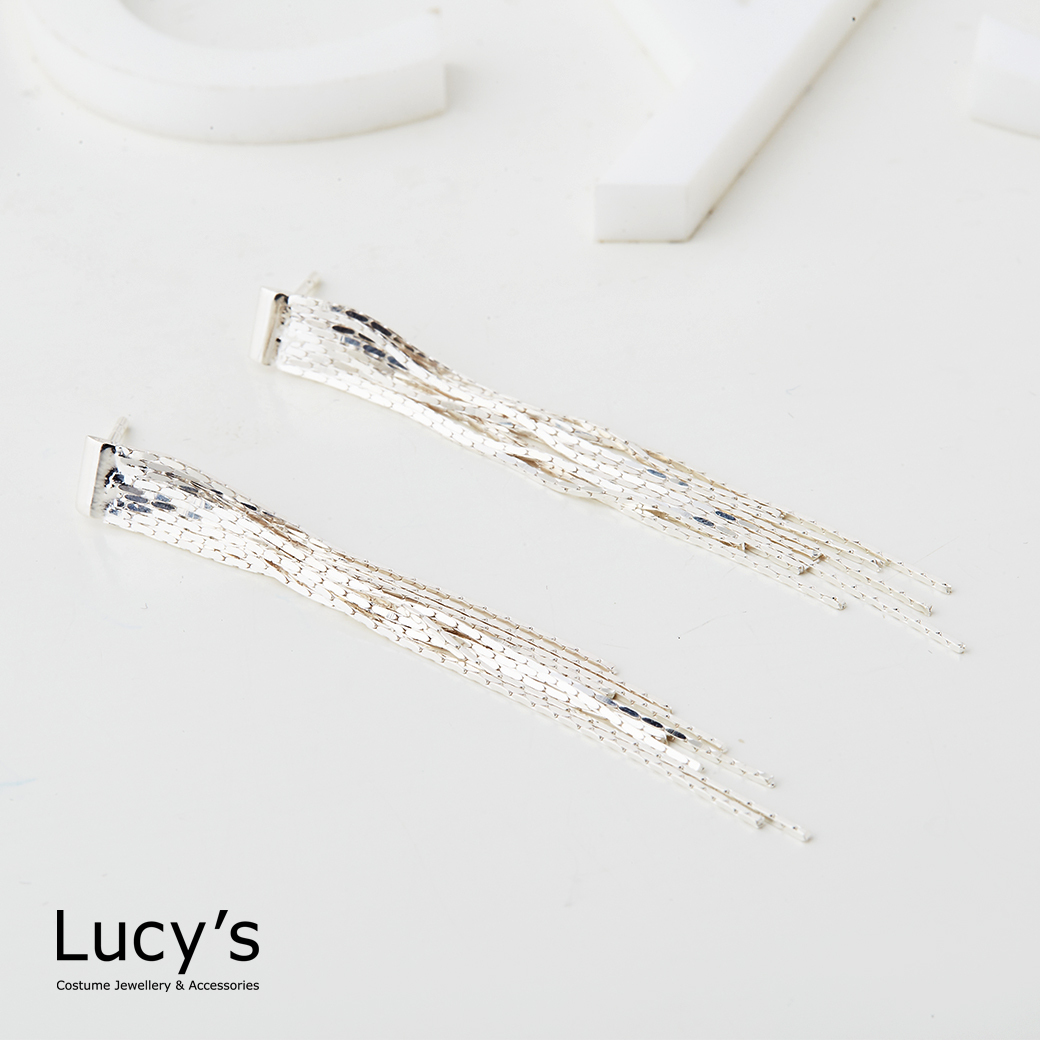 925純銀 時尚流蘇 耳環 (123216)