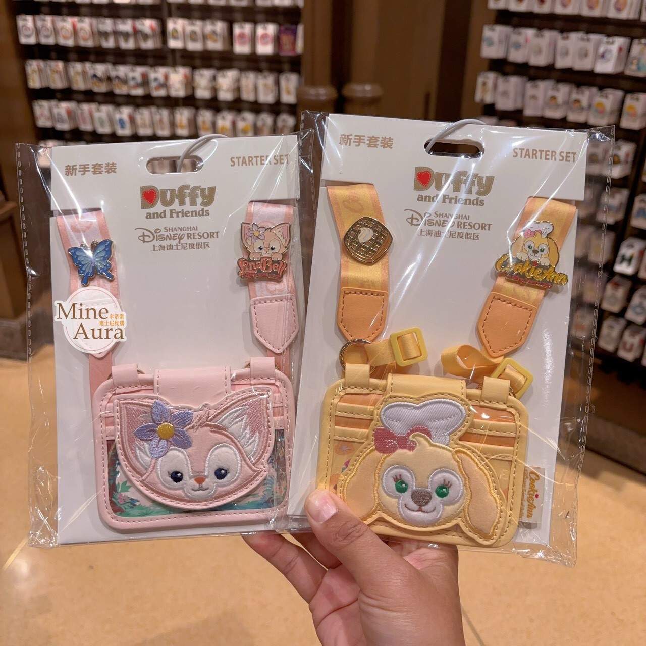 玲娜貝兒 LinaBell 大頭造型 新手徽章套組 拉鍊票卡夾 掛繩 -上海迪士尼樂園