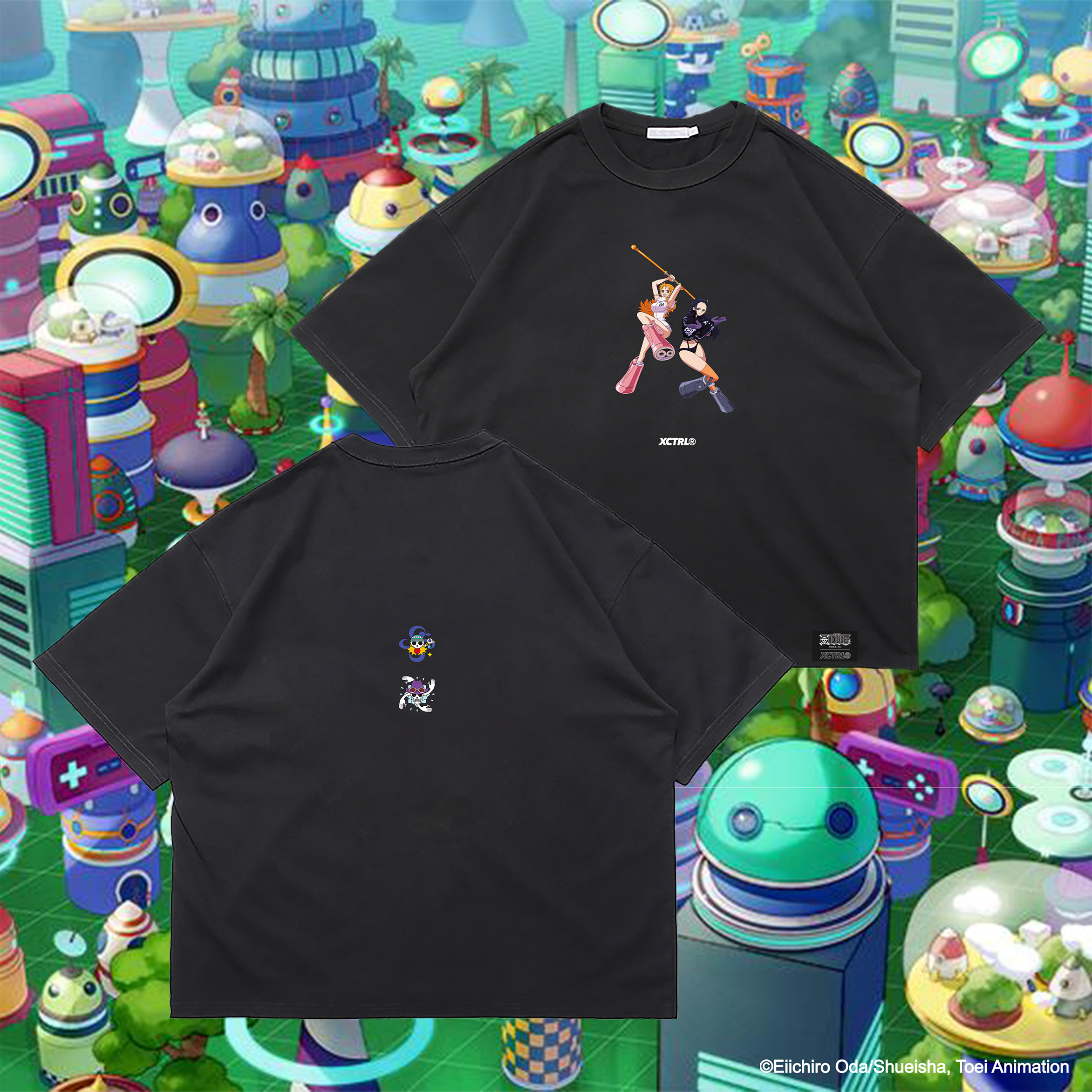 XCTRL® x 航海王 娜美&羅賓寬版短T-黑