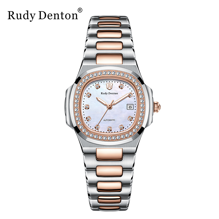 【RudyDenton勞迪丹頓】晶鑽時標 鏤空 夜光 日期顯示 不鏽鋼 機械 手錶