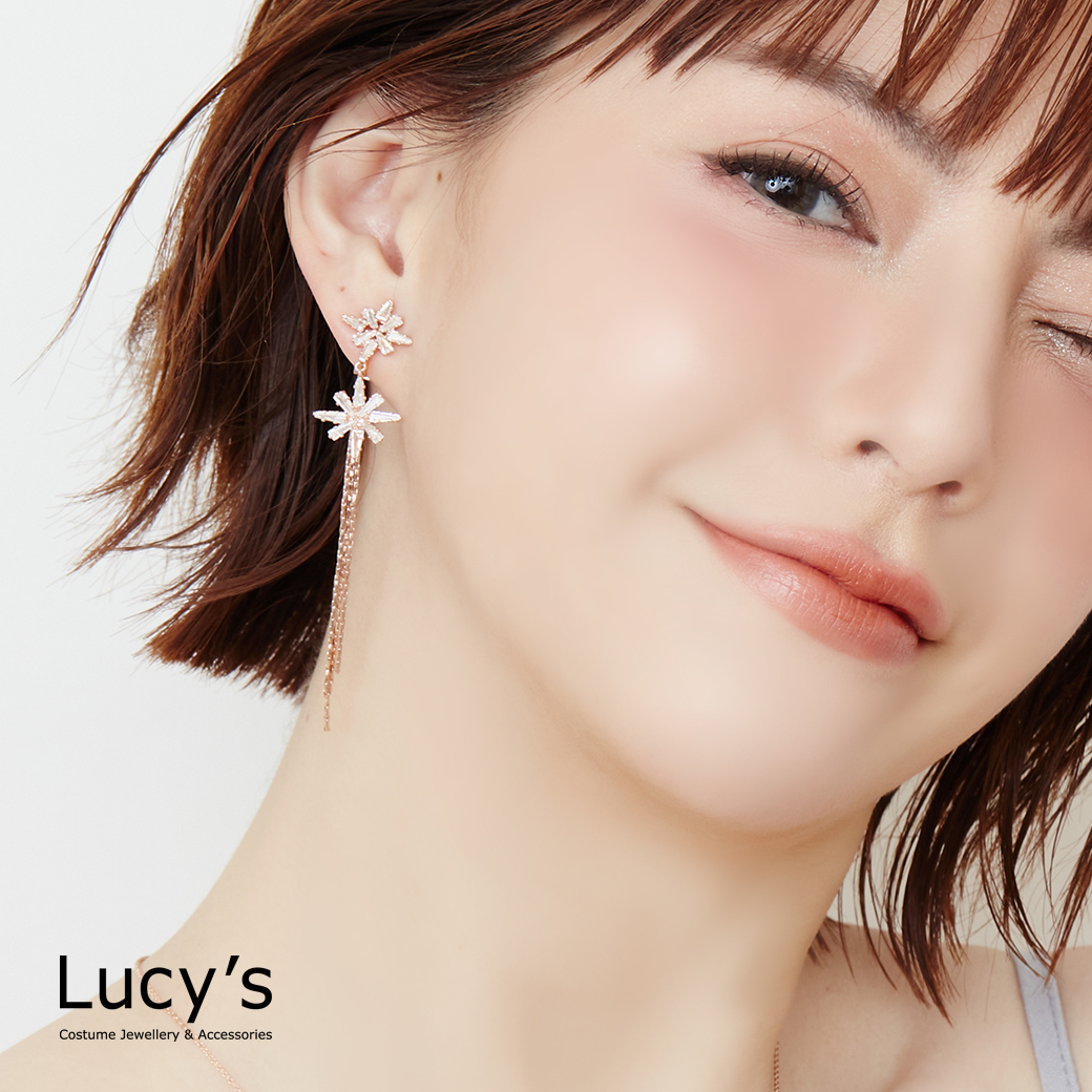 星辰流蘇 夾式耳環 (123419)