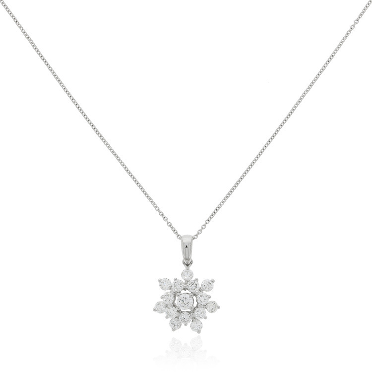 雪花鑽石吊墜頸鏈