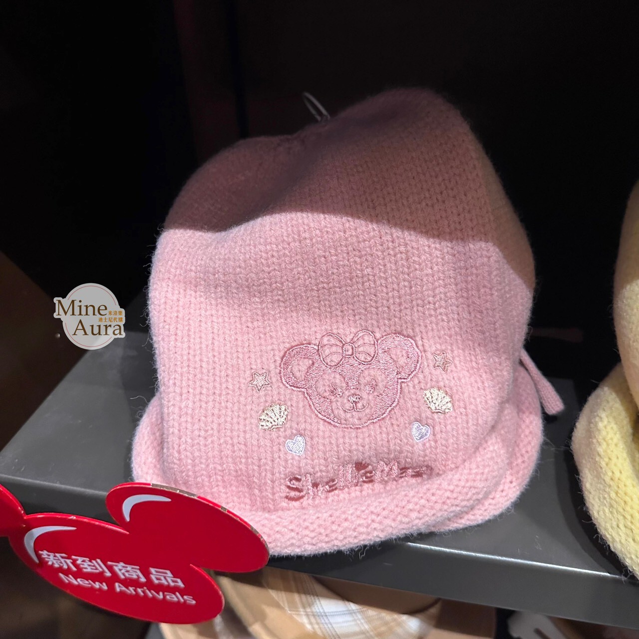 雪莉玫 ShellieMay 大頭圖案 粉色 針織 毛線 毛帽 帽子 -上海迪士尼樂園