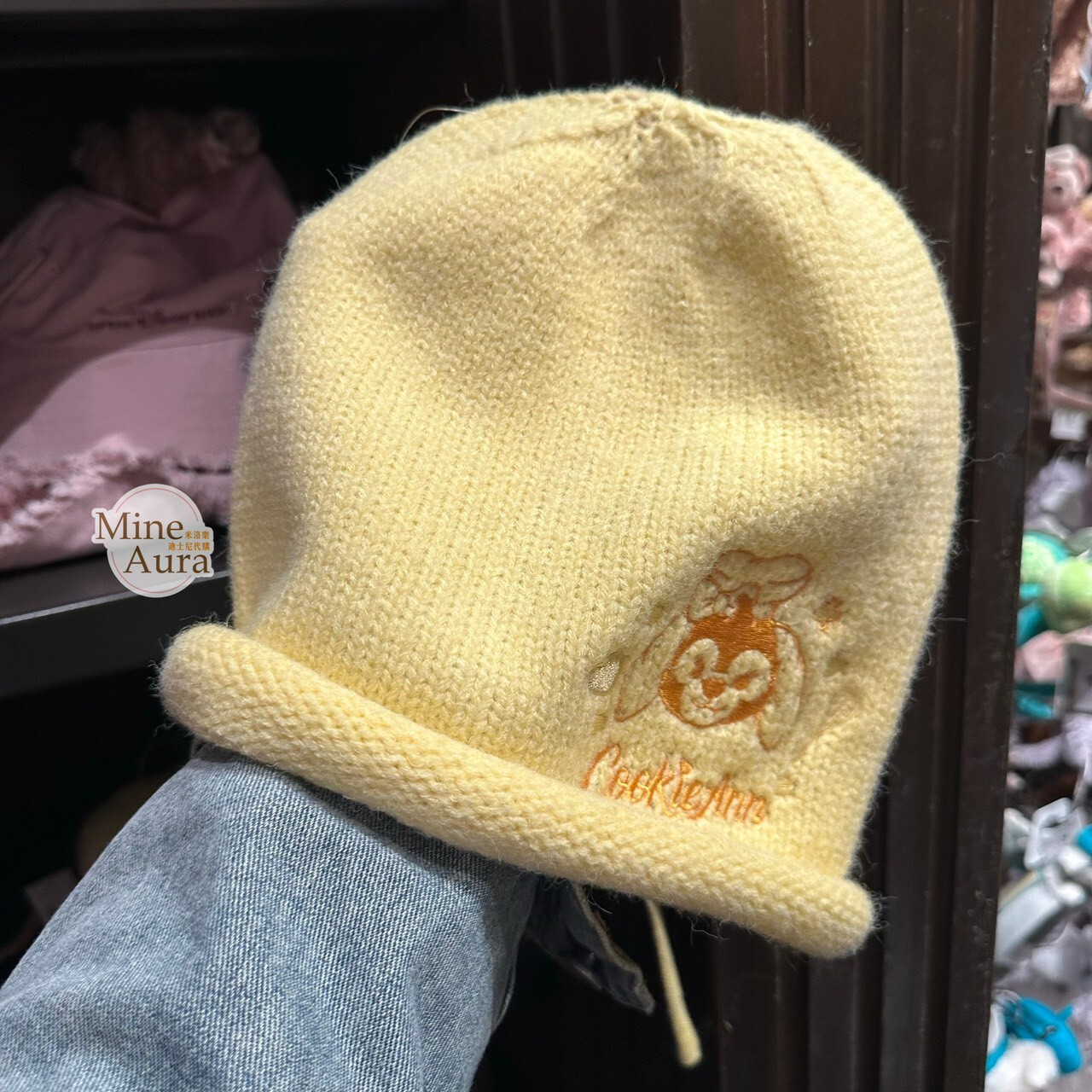 可琦安 餅乾 CookieAnn 大頭圖案 黃色 針織 毛線 毛帽 帽子 -上海迪士尼樂園