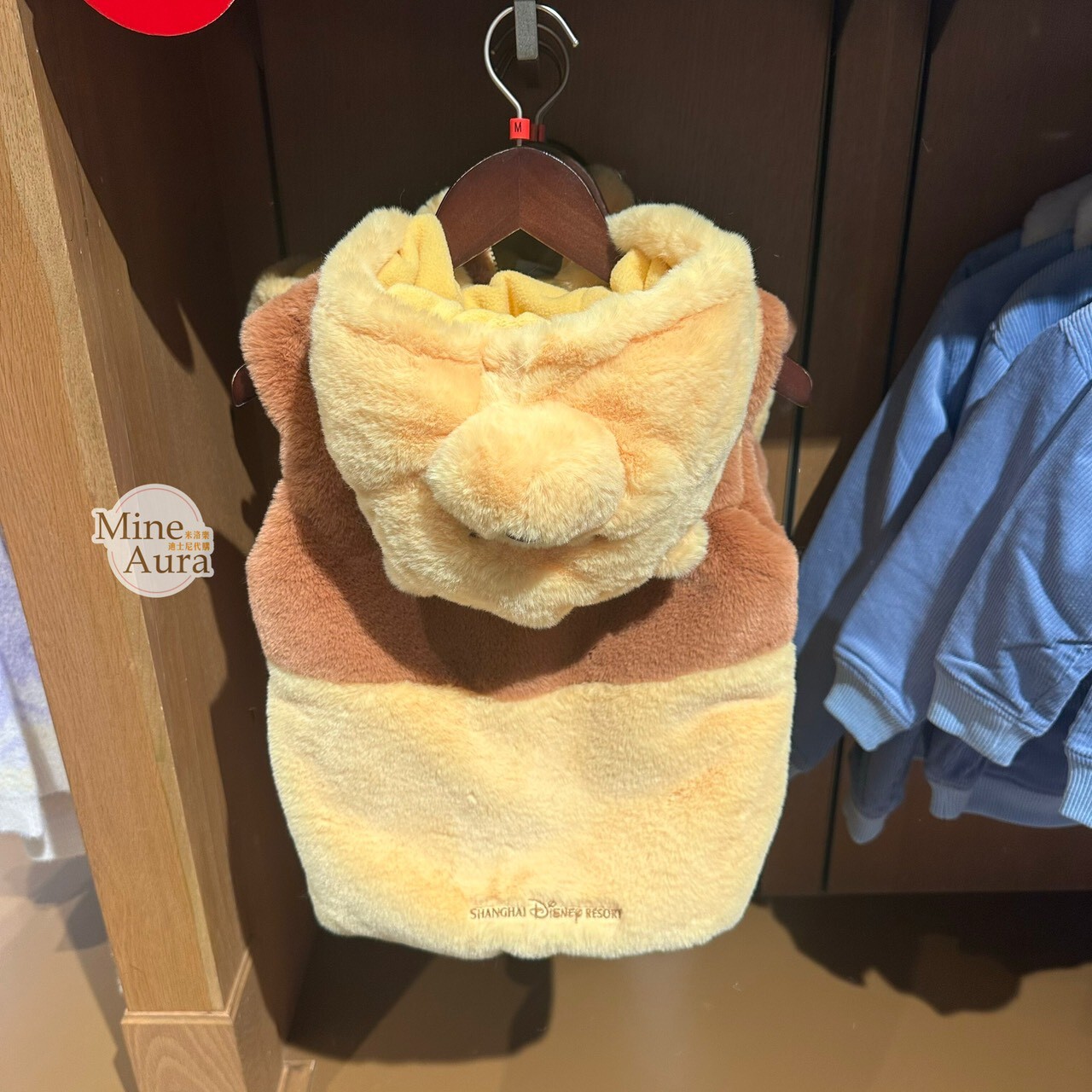 小熊維尼 Winnie the Pooh 圖案 兒童 立體造型 連帽 保暖 馬甲 背心 -上海迪士尼樂園